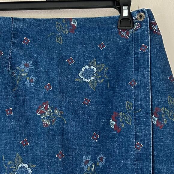 Requirements Denim wrap skirt with flowers Cottagecore boho bohemian casual - Picture 5 of 9